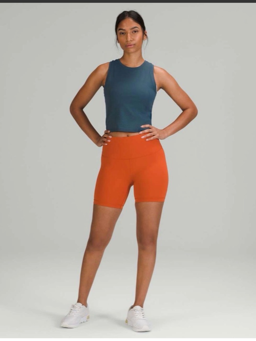 Lululemon Swiftly High Neck Cropped Tank - Iron Blue, no size tag but fits 6/8